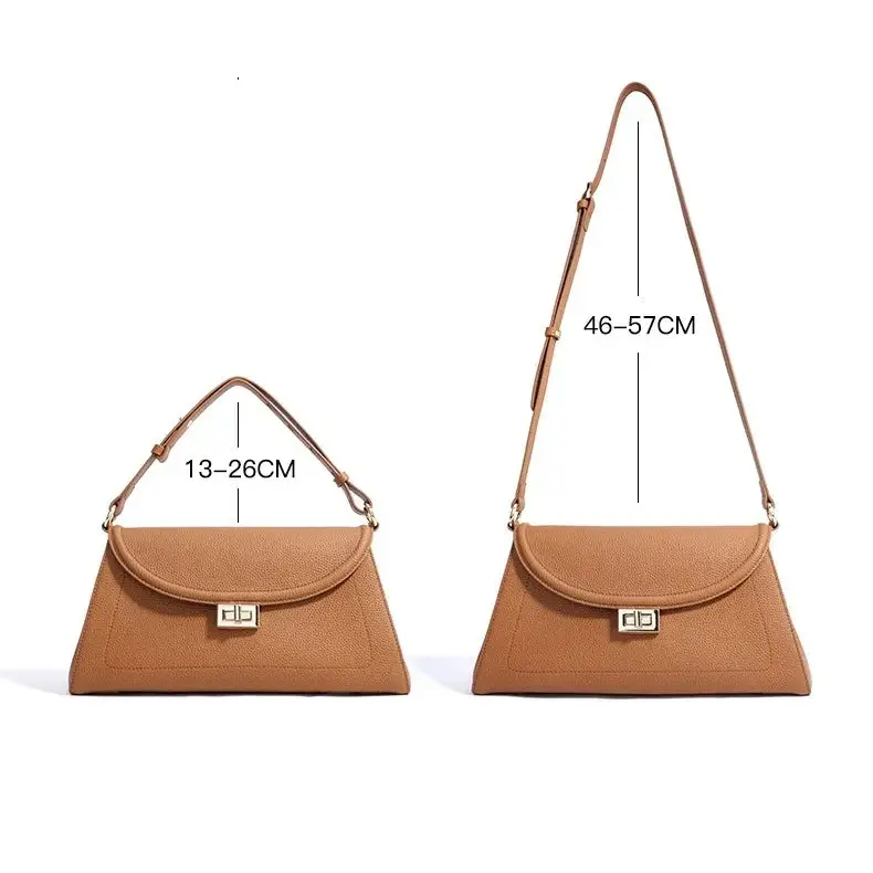 Sac en cuir camel et noir avec bandoulière réglable