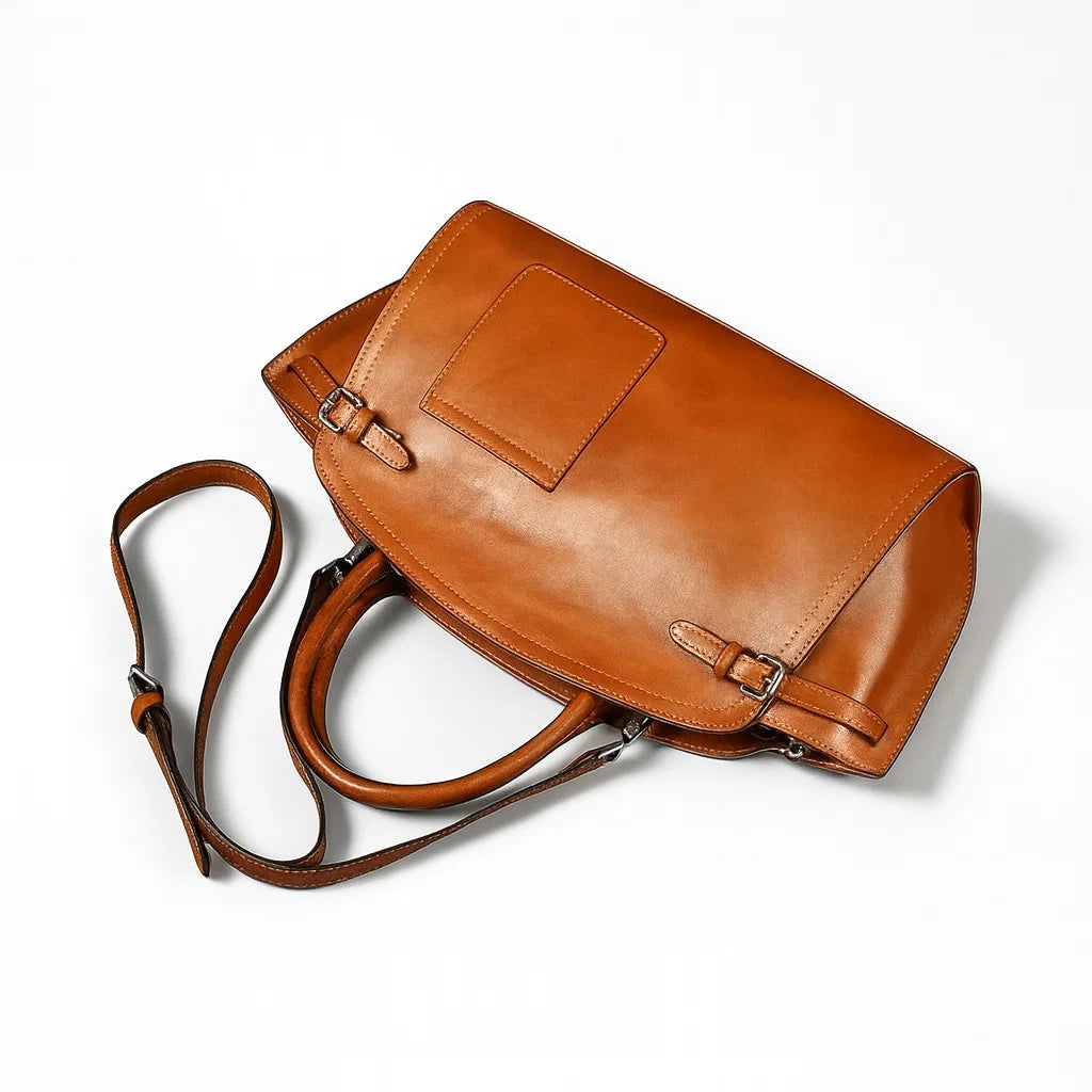 Sac en cuir marron pour femme avec bandoulière, vue diagonale