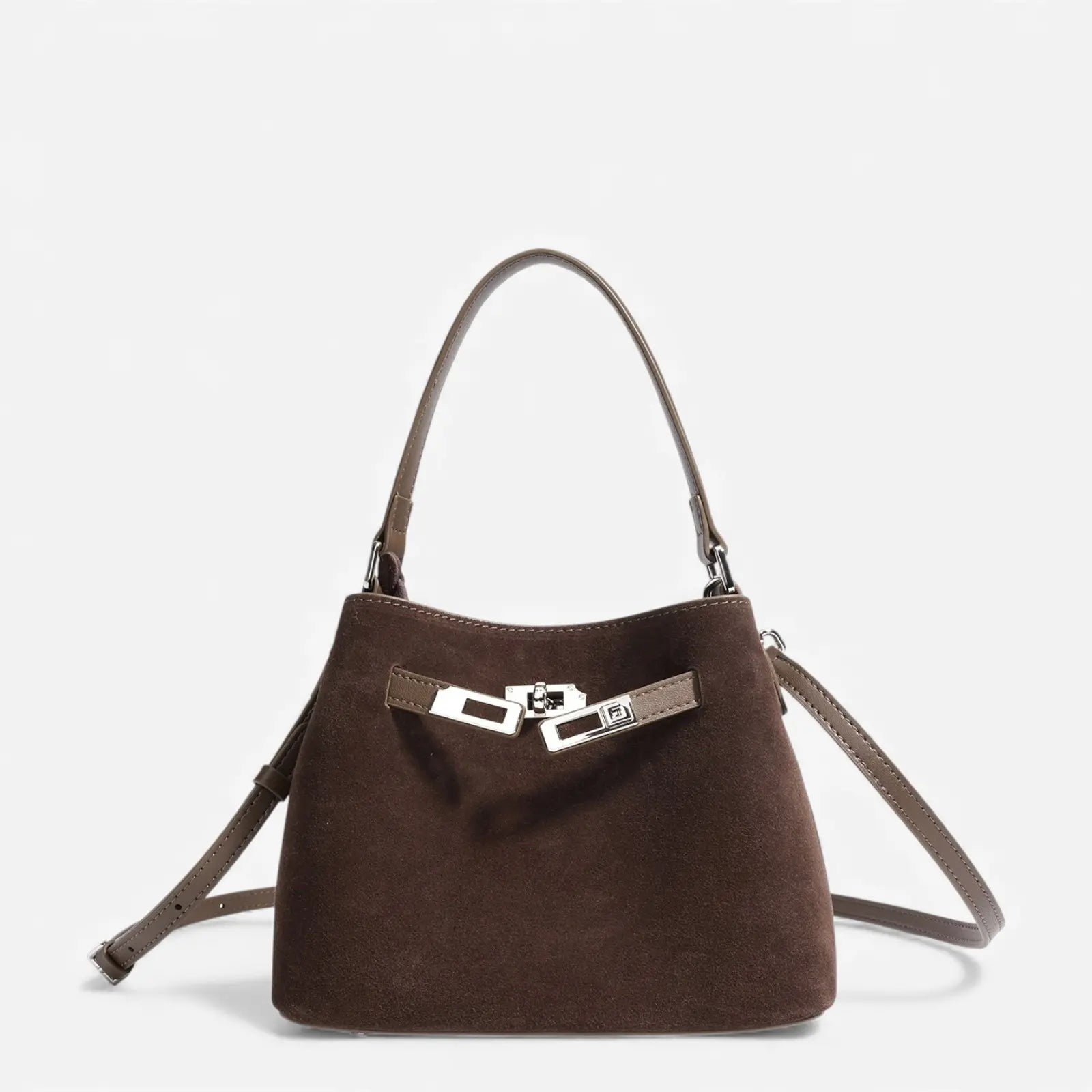 Sac en cuir suédé café pour femme, vue avant