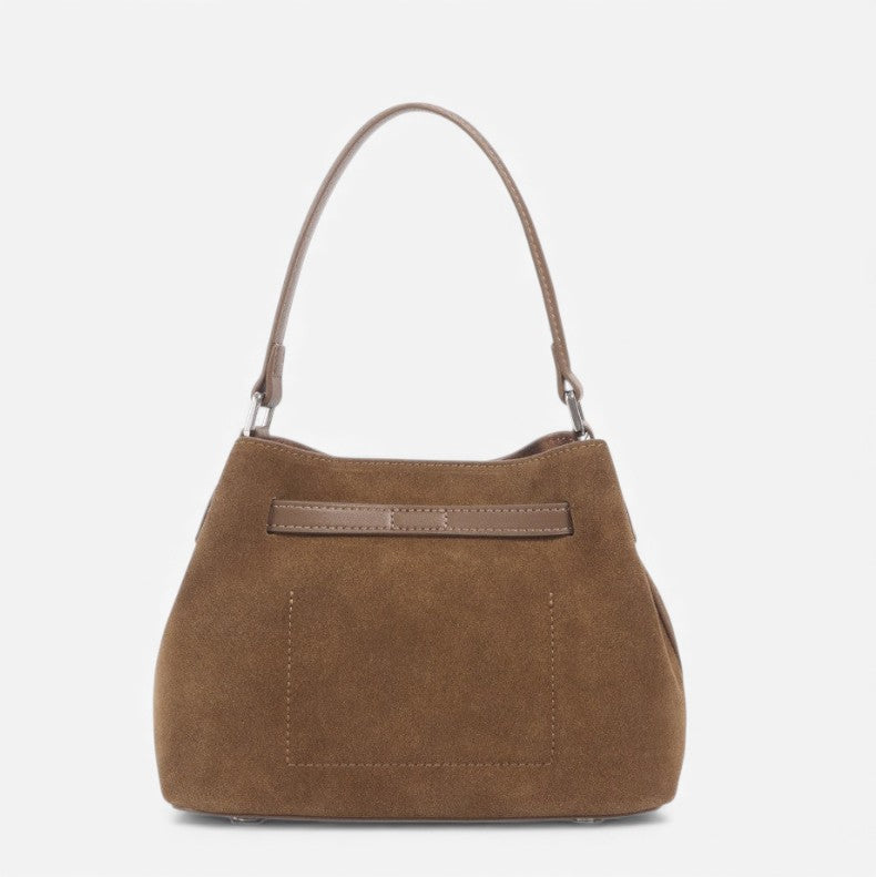 Sac en cuir suédé camel pour femme, vue arrière