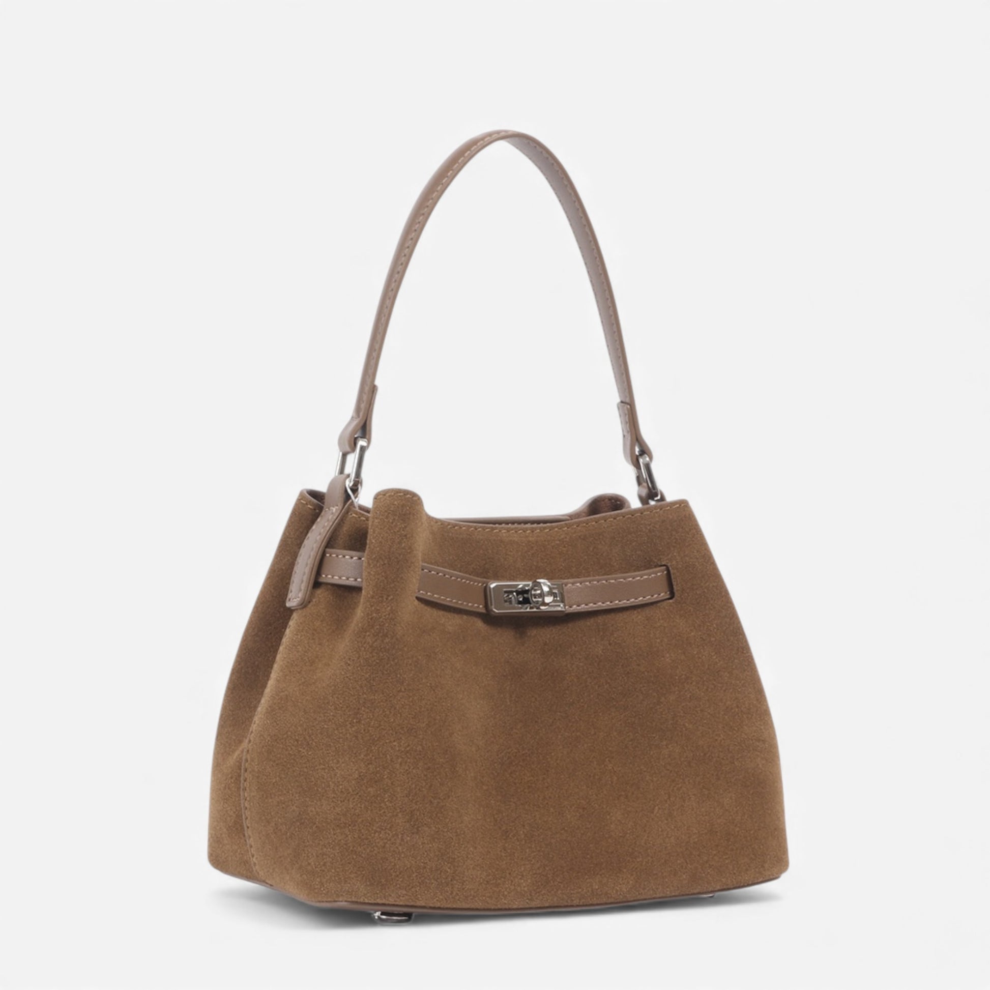 Sac en cuir suédé camel pour femme, vue avant