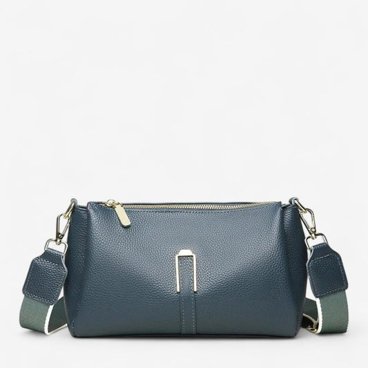 Sac en cuir de vachette bleu pour femme avec bandoulière ajustable