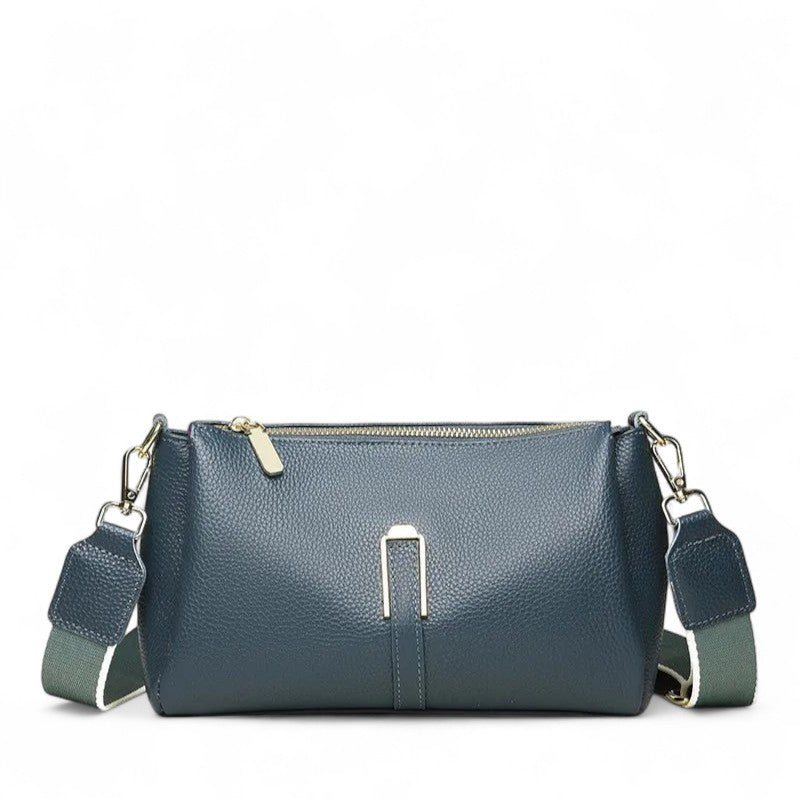 Sac en cuir de vachette bleu pour femme avec bandoulière
