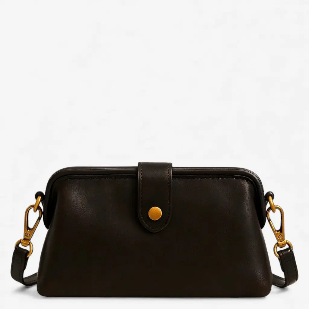 Sac en cuir véritable noir vu de face
