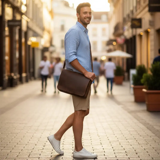 Sac en cuir vintage unisexe – élégance rétro et solidité du cuir véritable