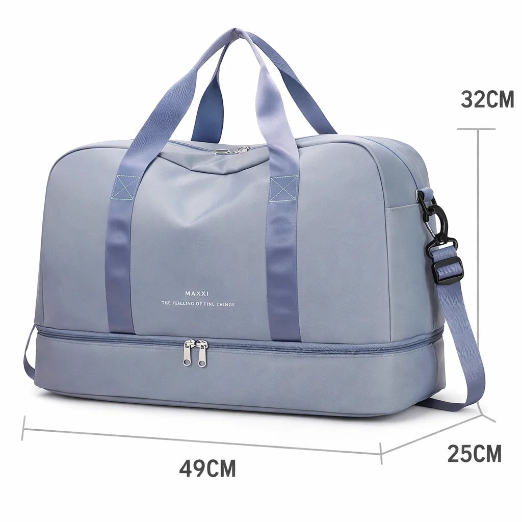 Dimensions du sac de voyage femme 49x29x32 cm avec anses et bandoulière
