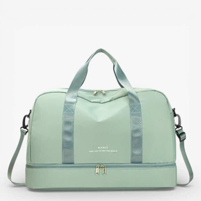 Sac de voyage femme vert grand format avec bandoulière réglable
