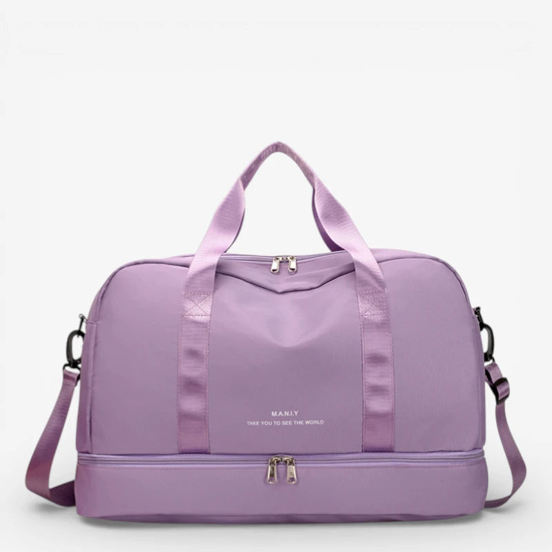Sac de voyage femme violet grand format avec bandoulière réglable