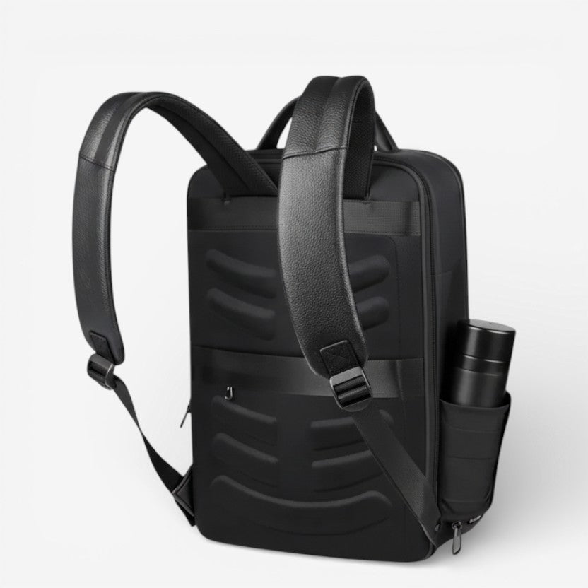 Sac à dos en cuir noir poche pour extensible pour l'emplacement d'une gourde