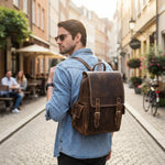 Sac à dos homme en cuir de vachette  rétro urbain 20L - Vignette | Sacs pour tous