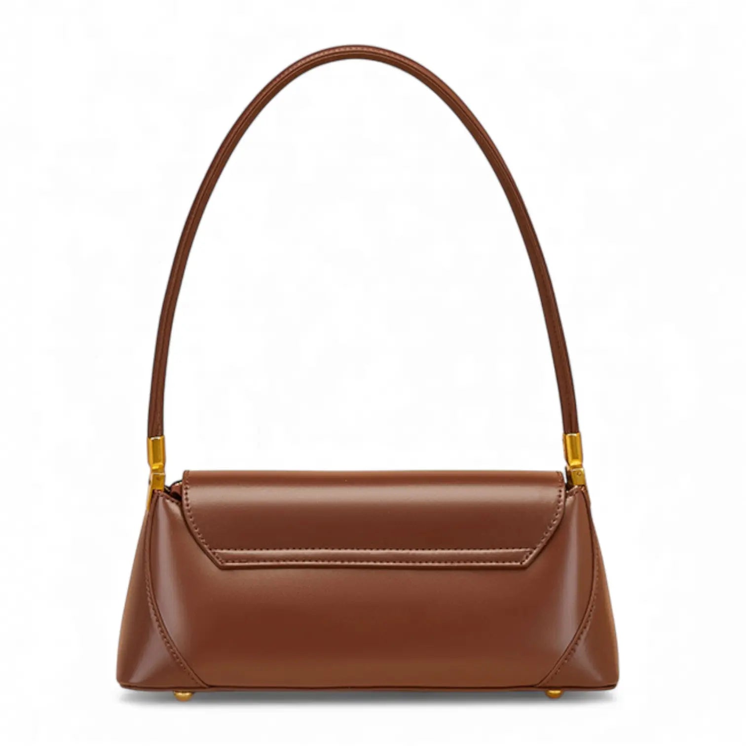 Sac épaule en cuir marron style baguette vu de dos