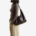 Sac épaule femme en cuir marron – souple et spacieux - Vignette | Sacs pour tous