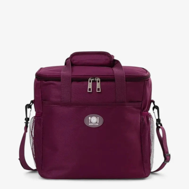 Sac isotherme bordeaux avec poche frontale zippée