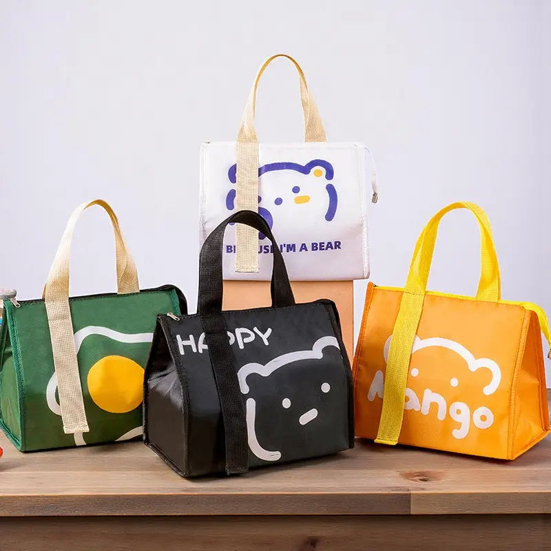 Sac isotherme vert motif œuf avec dimensions affichées