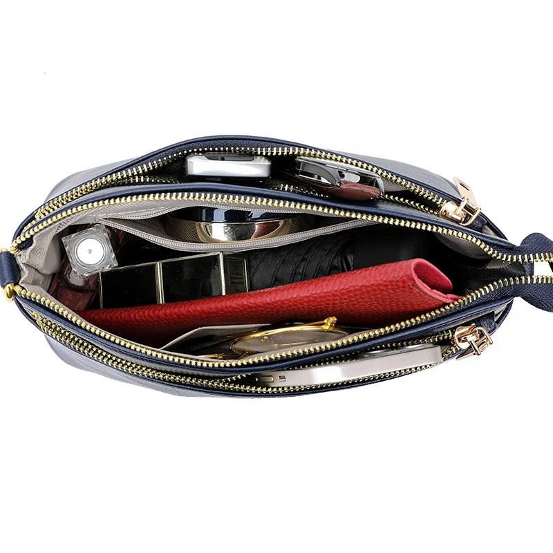 Sac à main rectangulaire en cuir de vachette noir pour femme, intérieur rempli avec portefeuille et accessoires