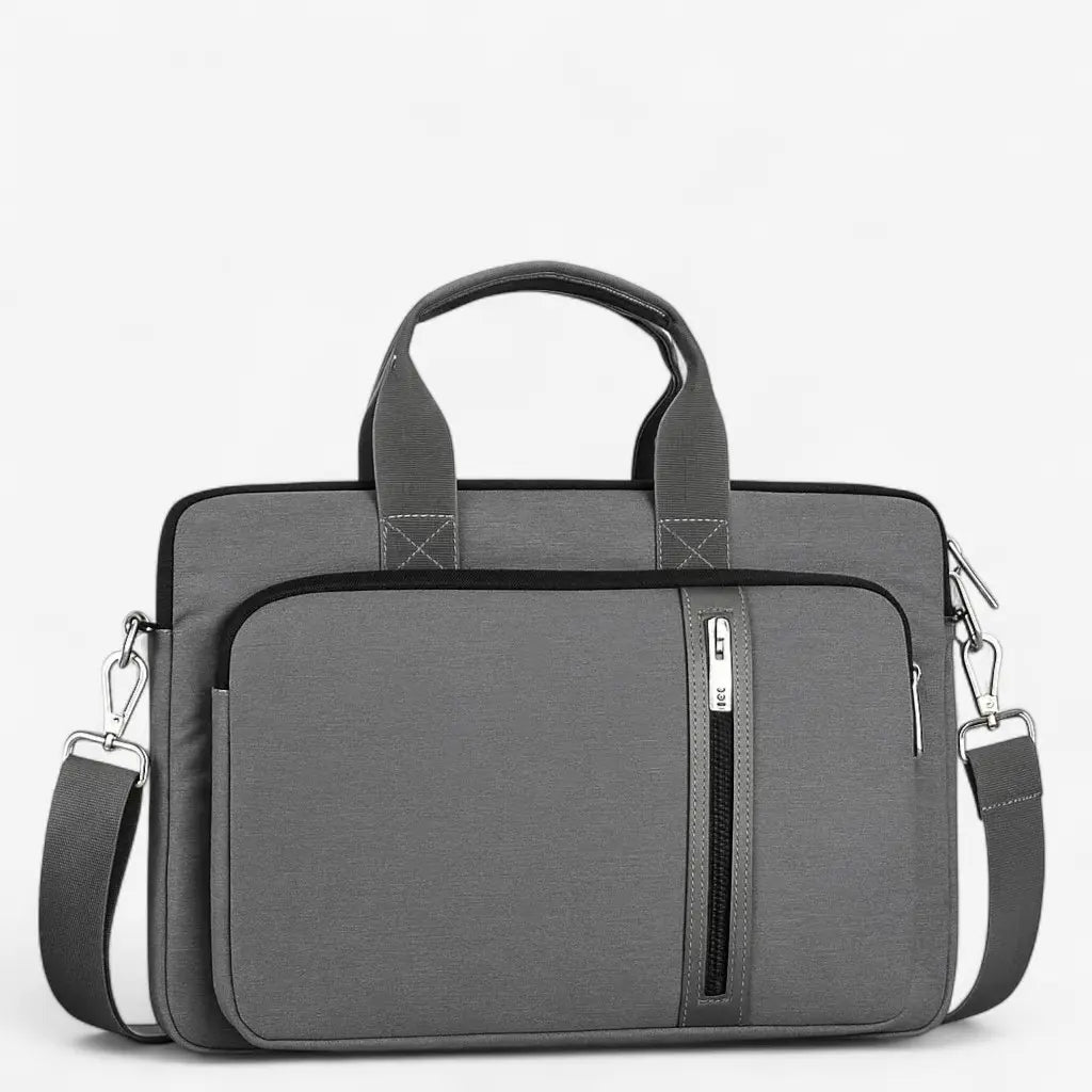 Sac pour ordinateur portable gris anthracite avec double poignée et poche frontale