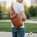 Sac de poitrine en cuir véritable pour homme – Style vintage & raffiné - Vignette | Sacs pour tous