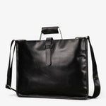 Sac porte-documents cuir noir – Poignée métallique élégante - Vignette | Sacs pour tous