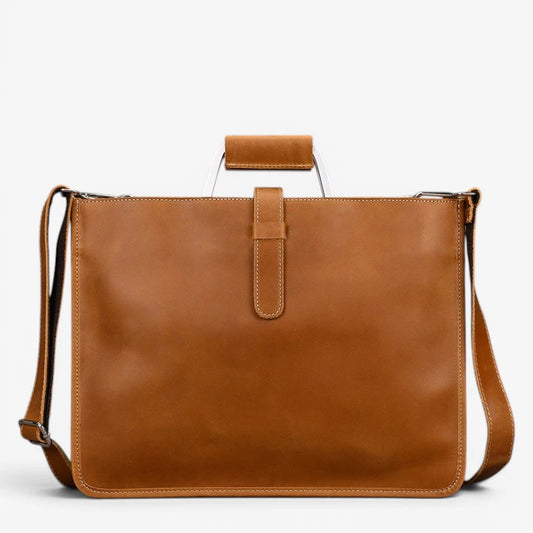 Sac porte-documents en cuir marron pour homme et femme avec bandoulière réglable compatible ordinateur portable 13 pouces