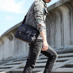 Sac à bandoulière en cuir noir mixte – élégance et solidité au quotidien - Vignette | Sacs pour tous