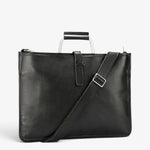 Sac porte-documents cuir noir – Poignée métallique élégante - Vignette | Sacs pour tous