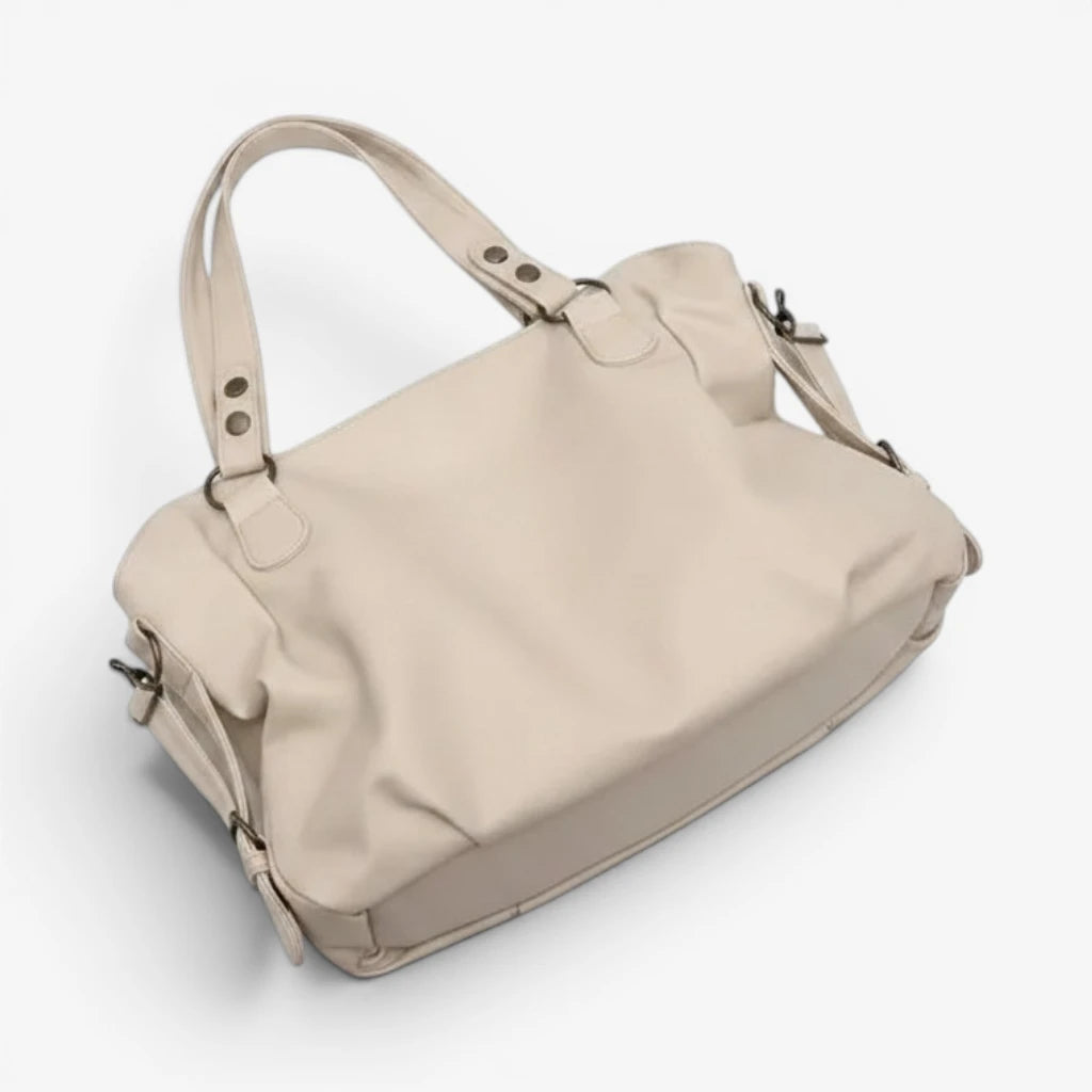 Sac porté épaule blanc grande capacité vu de trois quarts avec bandoulière amovible