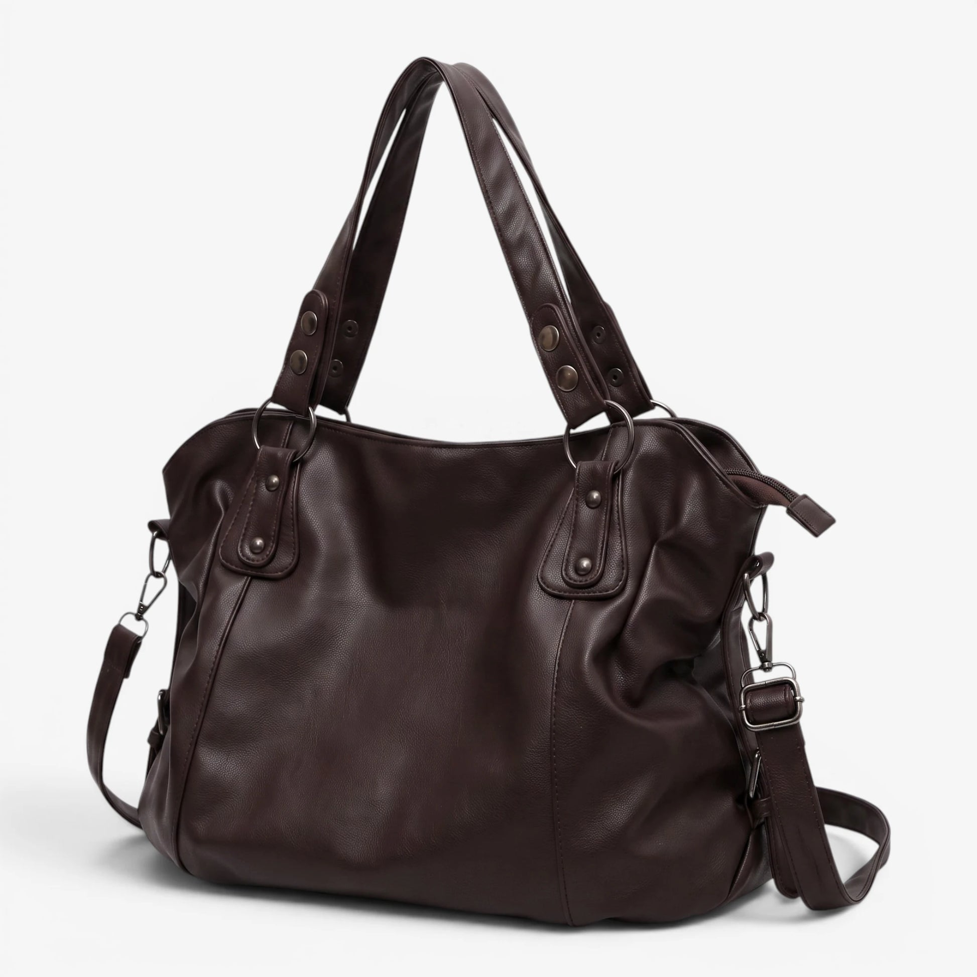 Sac porté épaule marron foncé grande capacité avec bandoulière amovible