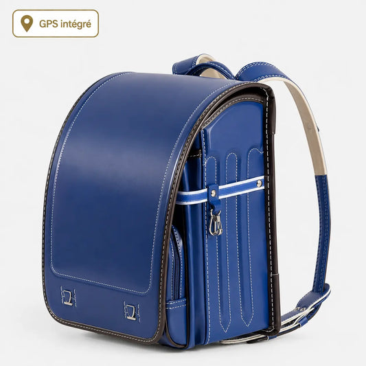 Sac Randoseru  en cuir PU bleu marine, sécurisé et élégant