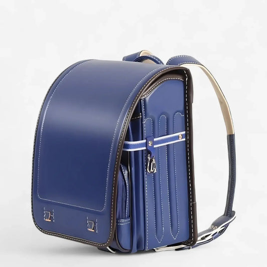 Sac Randoseru  en cuir PU bleu marine, sécurisé et élégant