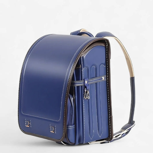 Sac Randoseru  en cuir PU bleu marine, sécurisé et élégant