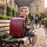 Sac Randoseru rouge et noir bicolore – Cartable japonais rigide - Vignette | Sacs pour tous