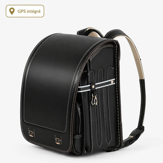 Sac Randoseru  en cuir PU noir, design japonais élégant