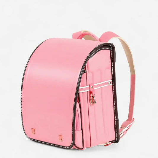 Sac Randoseru  en cuir PU rose, structure rigide japonaise