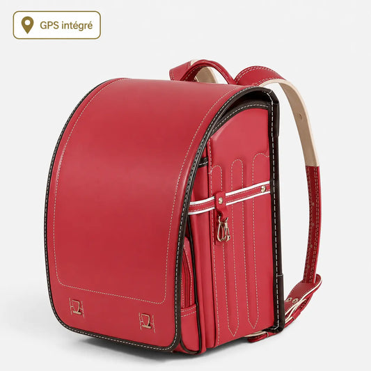 Sac Randoseru  en cuir PU rouge, cartable japonais élégant