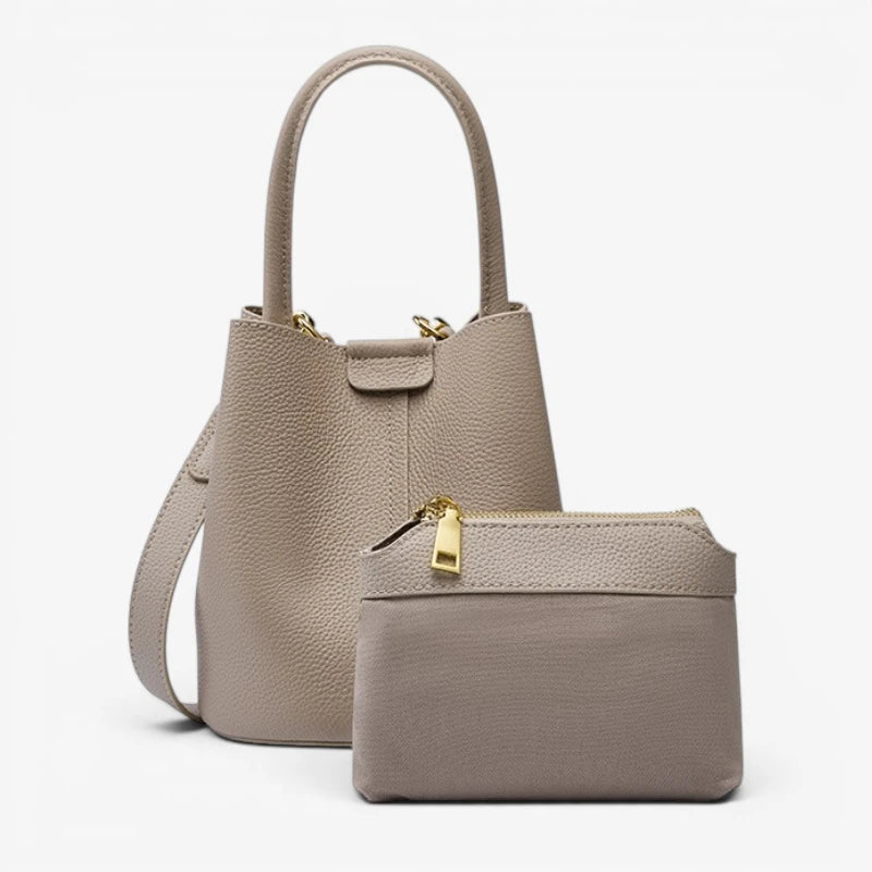 Sac seau en cuir de vachette avec pochette intérieure amovible