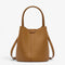 Sac seau en cuir de vachette vintage marron avec poignée et double bandoulière amovible