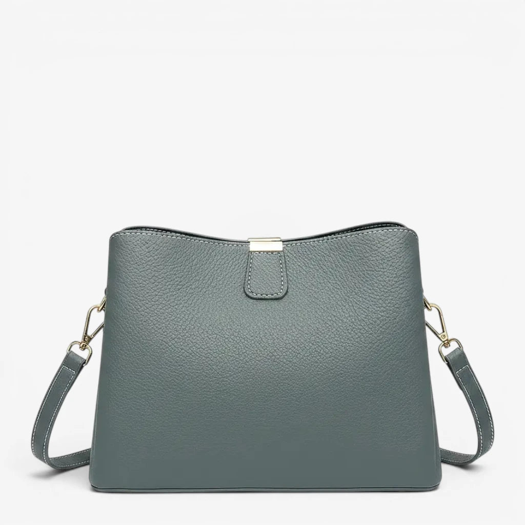 Sac seau femme en cuir véritable bleu avec bandoulière réglable
