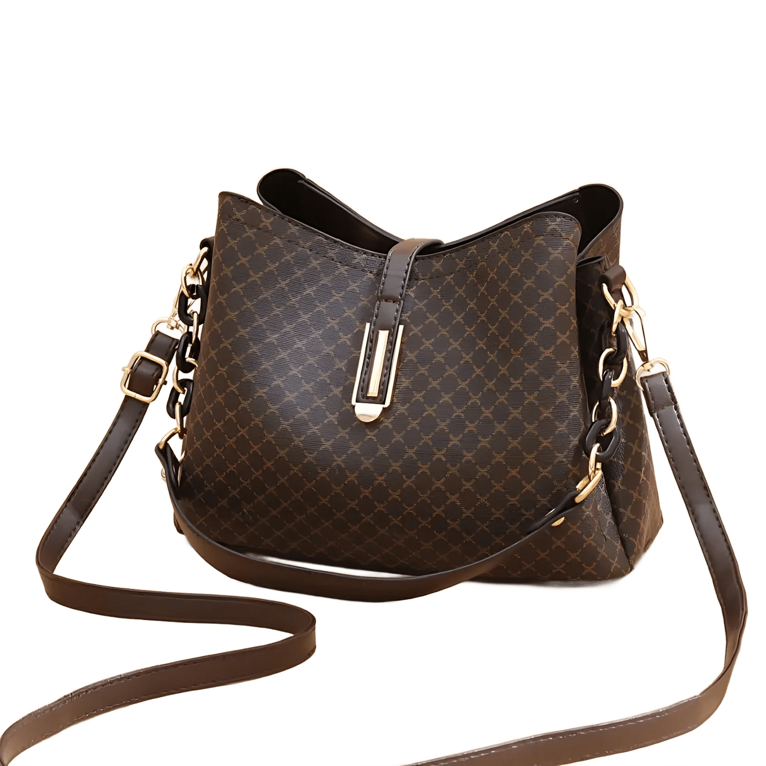 Sac seau vintage femme en simili cuir brun avec design tressé raffiné