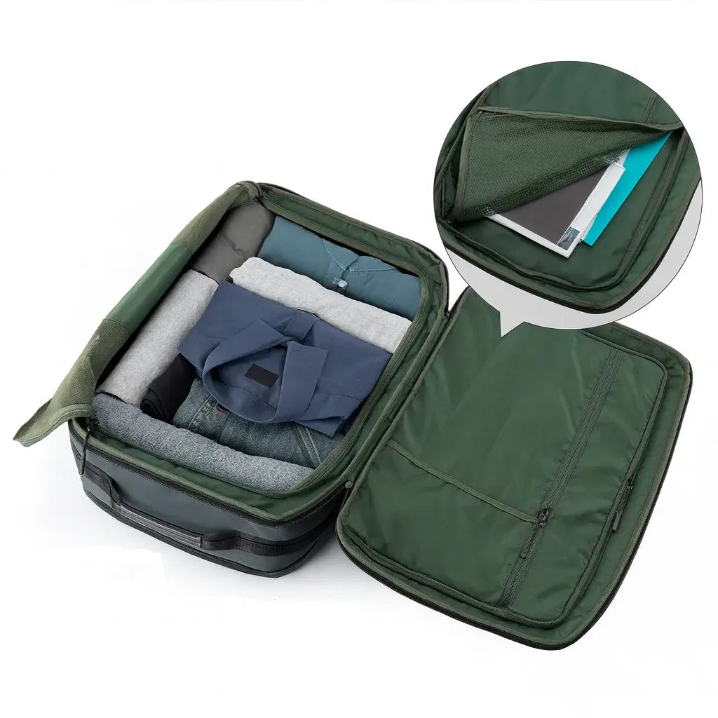 Compartiment intérieur d’un sac de voyage 17 pouces avec rangements pour vêtements et accessoires