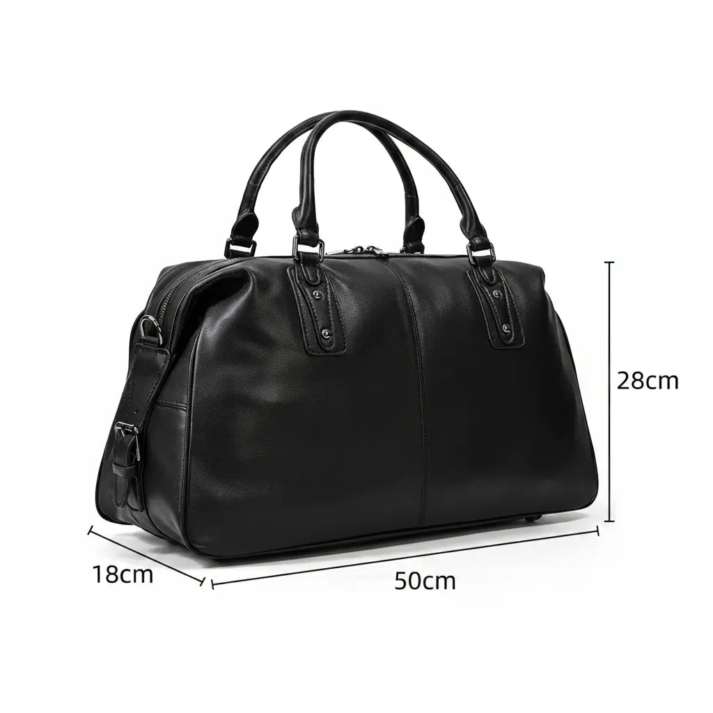 Dimensions du sac de voyage en cuir véritable 50 × 28 × 18 cm