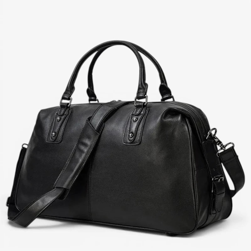 Sac de voyage en cuir véritable grand format avec bandoulière réglable et doubles poignées