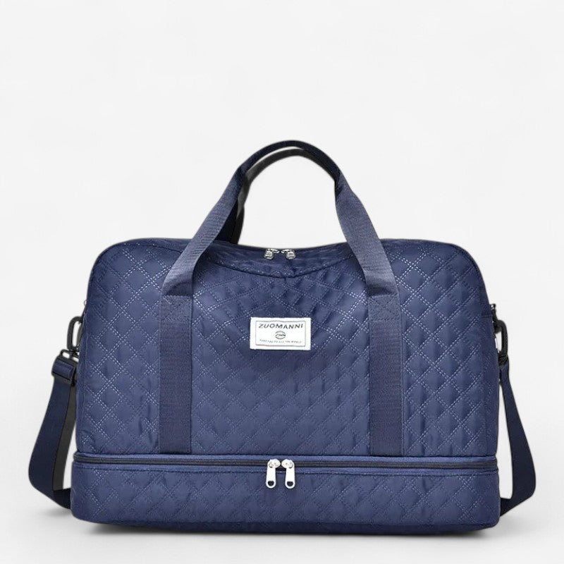Sac de voyage femme bleu marine imperméable avec compartiment chaussures