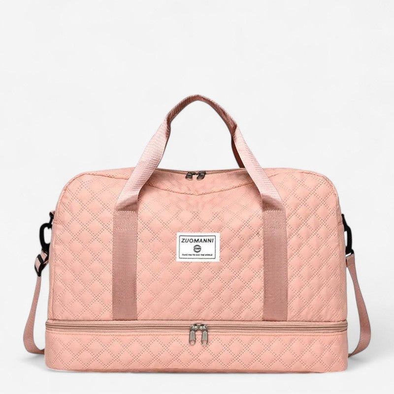 Sac de voyage femme rose clair imperméable avec compartiment chaussures