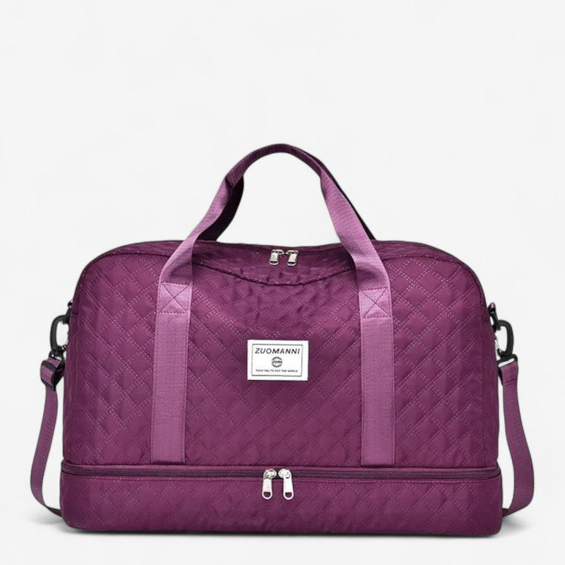 Sac de voyage femme violine imperméable avec design matelassé