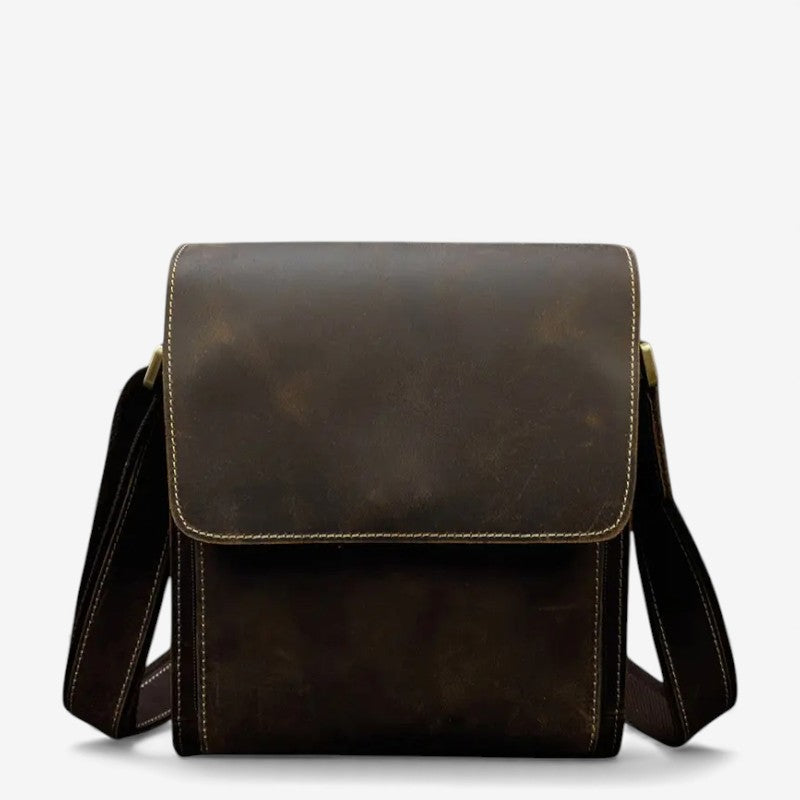 Sacoche en cuir vintage pour homme avec bandoulière réglable, style élégant et pratique