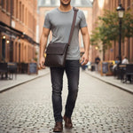 Sacoche homme en cuir véritable – Élégante en bandoulière - Vignette | Sacs pour tous
