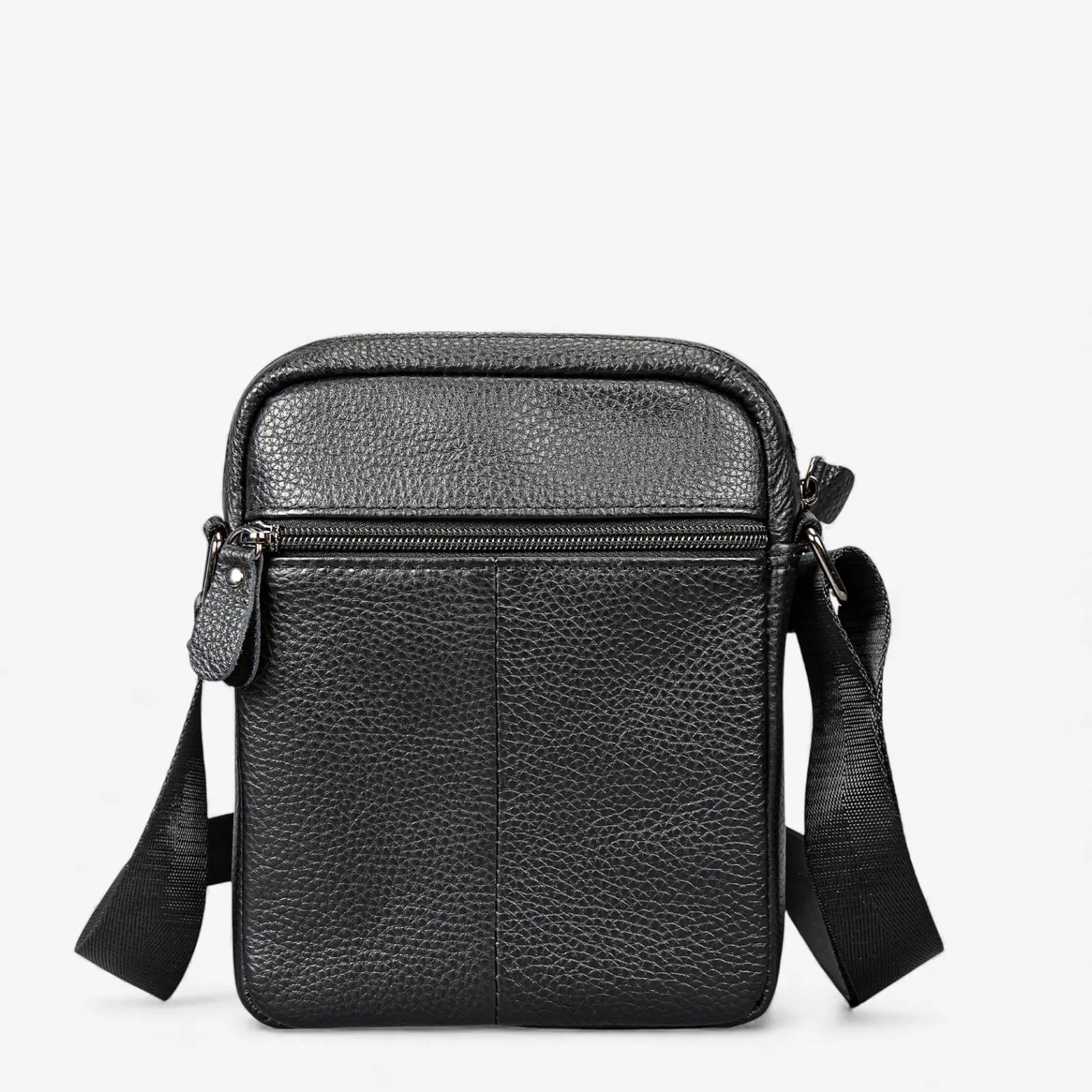 Sacoche homme en cuir vue arrière montrant la structure et les coutures